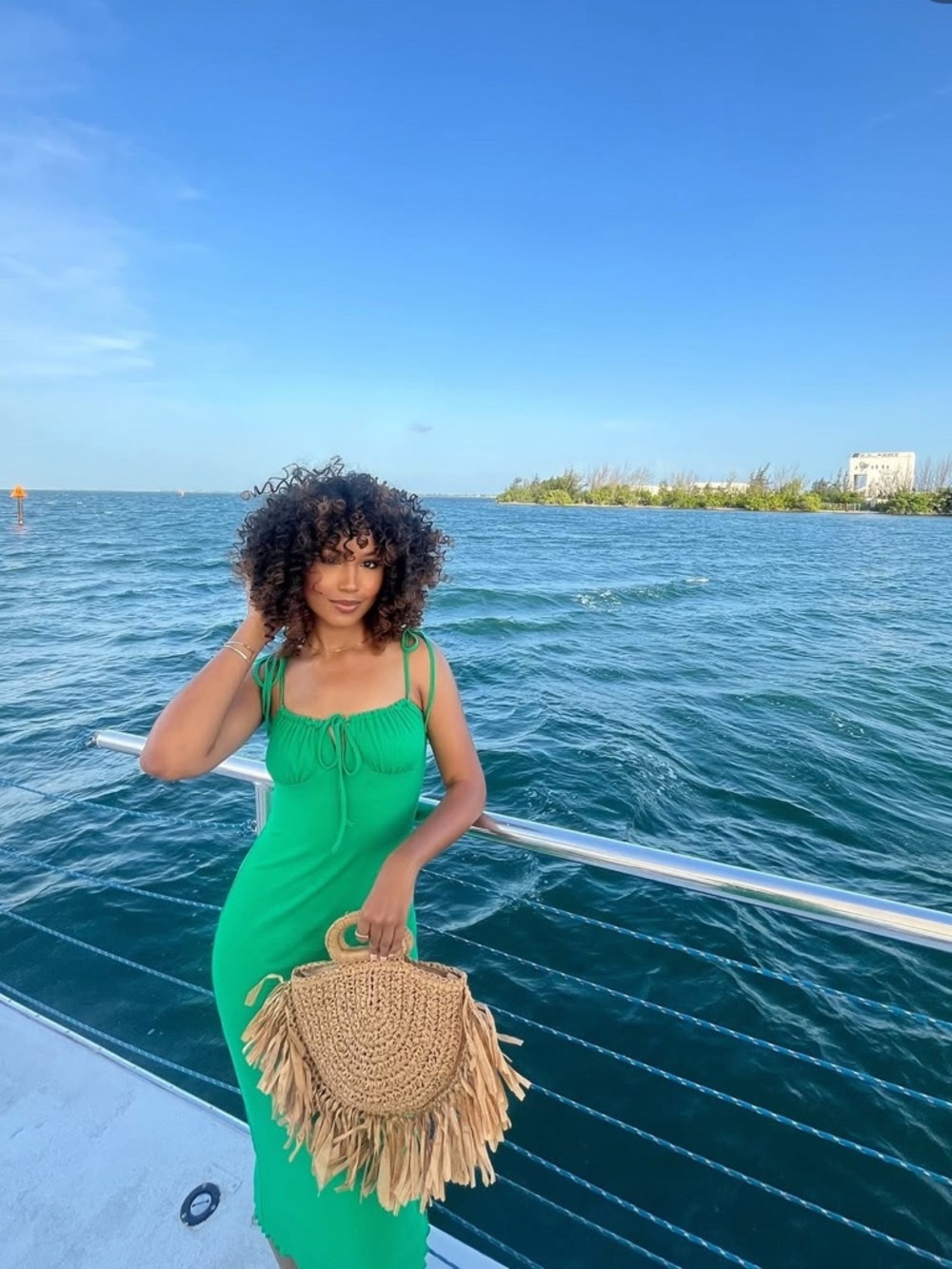Green Tie-Shoulder Dress Women